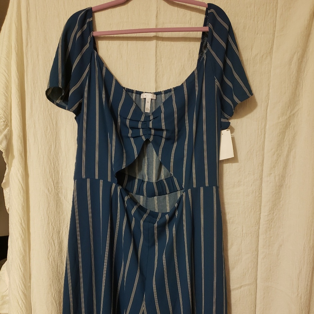 Navy striped romper